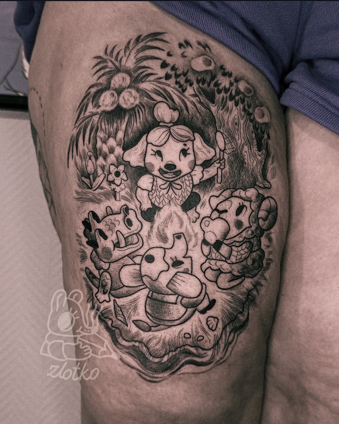 Tatouage en hommage au jeu Animal Crossing